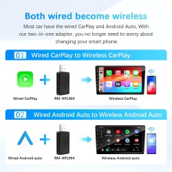 Adattatore Android Auto 2 in 1 cablato-wireless Carplay per autoradio OEM con USB Plug and Play | Navi Prof